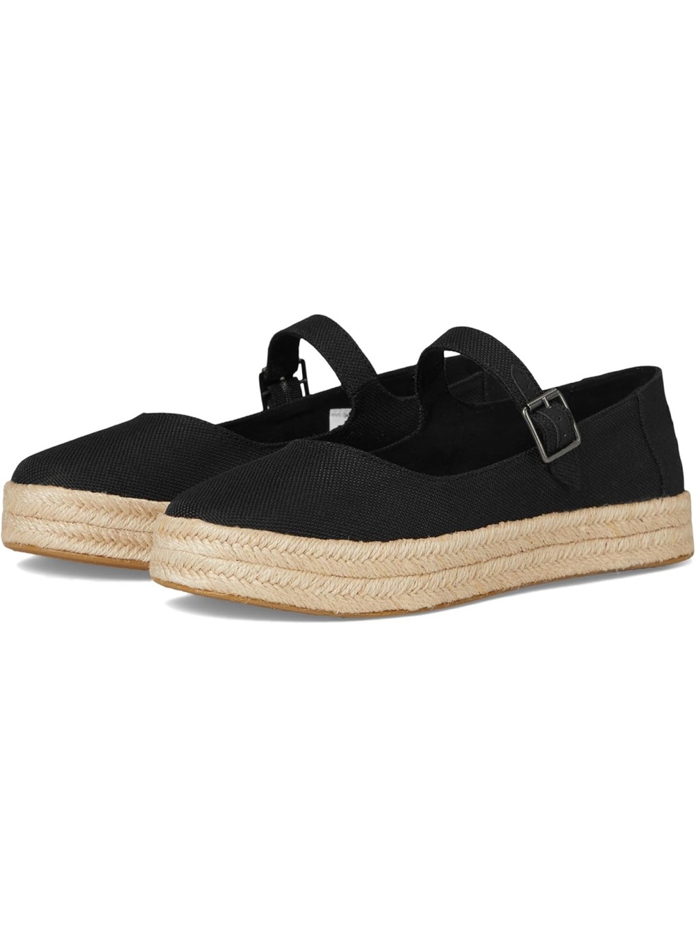 Toms Black Carolina Canvas Espadrille Mary Jane Flats 9M